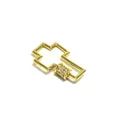 Detail view of a gold-plated geometric cross screw clasp with pave-set stones for DIY jewelry - Geometric Cross Style (H15 Gold)
