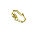 Macro view of gold-plated Hamsa hand screw clasp connector with crystal accents - Hamsa Hand Style (H17 Gold)