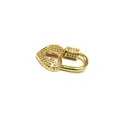 Detailed view of a gold-plated heart screw clasp with pavé cubic zirconia - Hollow Heart Style (H4) / Gold Tone