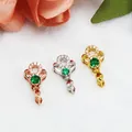 Drei Farben 18 Karat vergoldete Anhängerösen mit grünen Edelsteinen für Schmuck-DIY - A10 Stil