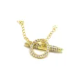 Detail view of a gold-plated OT toggle clasp set with sparkling cubic zirconia stones - Rhinestone Inlaid Round Style (047 Gold)