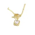 Detailed view of a gold-plated OT toggle clasp with a sparkling rectangular CZ pendant - Rectangle Rhinestone Style (046 Gold)