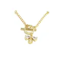 Detail showing a gold OT toggle clasp with pave crystals and a bee charm for DIY jewelry - Bee Pendant Style (049 Gold)