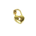 Detailed view of gold heart screw clasp connector with colorful zircon stones - Colorful Heart Style (H10) / Gold Tone