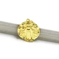 Detailed view of a religious Virgin Mary portrait pendant in gold with cz stones - Virgin Mary Portrait Style (038)