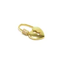 Macro view of a gold-plated heart-shaped screw clasp with zircon inlay for jewelry DIY - Simple Heart Style (H12) / Gold Tone