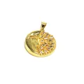 Detailed view of a celestial gold moon face pendant with baguette-cut crystals - Crescent Moon Face Style (035)