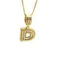 Detaillierte Ansicht einer vergoldeten Hip-Hop-Halskette mit D-Anhänger und Zirkonia - Buchstabe D / Gold