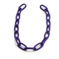 Macro view of high-quality chunky purple resin chain links for punk DIY jewelry making - 1m / Deep purple