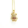 Close-up of sparkling teddy bear pendant with clear and magenta cubic zirconia stones - Colorful Leopard Bear