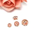 Vergulde rondelle kralen met sprankelende strass-steentjes voor doe-het-zelf sieraden maken - 10mm / 50 Stuks/Verpakking / Roségoud