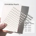 Selbstklebende weiße Perlenaufkleber für Nagelkunst und Make-up, verschiedene Größen - Weiße Perle / 128 Stück/Packung / Weiß