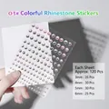 Irisierende selbstklebende Perlenaufkleber in 3mm bis 6mm für 3D-Nagelkunst-Dekoration - Kleine Bunte Diamanten / 120 Stück/Packung / AB-Farbe