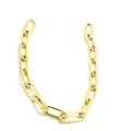 Macro detail view of a polished gold oval link chain accessory for DIY punk jewelry design - 1m / Bright Gold