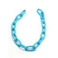 Macro detailed view of bold bright blue chunky geometric chain links for DIY jewelry design - 1m / Cyan Blue