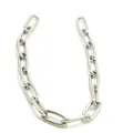 Detailed macro shot of a punk style silver oval link chain for DIY jewelry crafting - 1m / Silver