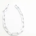 Close-up of white chunky chain link accessory for punk and hip-hop jewelry DIY projects - 1m / White