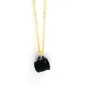 Detail of creative black coffee cup pendant on a delicate gold chain necklace - Black