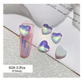 Irisierende Aurora Herzform Nagelkunst Charms für Sommermaniküre, 5 Stück Packung, 8x8mm Größe. - 02# Aurora Bohrer / 5 Stk./Packung / Aurora Violett