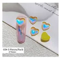 5er-Pack 8x8mm Aurora-Herz-Nagelkunst-Anhänger mit fluoreszierendem Macaron-Farbe-Finish - 03# Aurora Bohrer / 5 Stk./Packung / Aurora Pfirsichgold