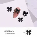 Black 3D bow-knot nail art charms for manicures, 5 pieces per pack, 11mm size. - Resin Bowknot Style A / 5 Pieces (11mm*11mm) / 02# Black