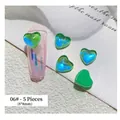 Aurora grüne 3D Herz-Nagelkunst-Charms, 8x8mm Größe in einer Packung mit 5 Stück. - 06# Aurora Bohrer / 5 Stk./Packung / Aurora Grün
