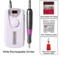 Professional white electric nail drill kit with multiple metal and ceramic bits - 3-Piece Gift Set / White