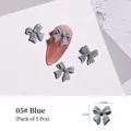 Professional 3D blue bow nail art charms 11mm size 5pcs pack for cute manicure decoration - 05# Blue