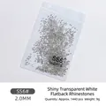 SS6 2.0mm shining transparent white flatback rhinestones for nail art 1440pcs pack - SS6 Style / 1440 Pieces/Pack / Clear