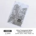 Shiny transparent white flatback rhinestones SS8 2.5mm for nail art 1440pcs pack - SS8 Style / 1440 Pieces/Pack / Clear
