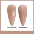 Comparison of nude jelly nail polish gel with glossy and matte top coat finishes - Trending Jade Color (zqyt-k371) / 07# Apricot Nude (Glossy/Matte Effect)