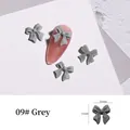 Set of 5 grey 3D bow-knot nail art charms for cute manicures, size 11x11mm decoration - 09# Gray