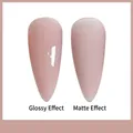 Nude jelly gel nail polish comparison showing both glossy and matte finish effects - Trending Jade Color (zqyt-k371) / 08# Coral Nude (Glossy/Matte Effect)