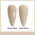 Nude jelly gel nail polish swatches showing glossy and matte finishes on almond tips - Trending Jade Color (zqyt-k371) / 09# Deep Nude (Glossy/Matte Effect)