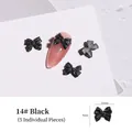 Black bow nail charms, set of 5, size 12x9mm for professional cute nail art decoration - 14# Black
