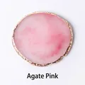 Elegant round resin nail art palette with gold rim in agate pink marble design variant - Round Palette / Agate Pink