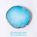 Agate Blue resin nail art palette with decorative gold rim and marble swirl pattern - Round Palette / Agate Blue