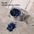 01# Sparkling blue and purple chunky nail glitter sequins for nail art - Korean Sequin (01) / 01 Blue Purple