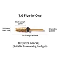 Gold 5-in-1 tungsten steel nail drill bit with XC extra coarse teeth for hard gel removal. - Style 03 (XC Extra Coarse)