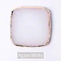Japanese resin nail art palette in Agate White marble design with gold-plated textured edge - Square Palette / Agate White