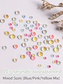 Iridescent mermaid aurora nail art beads in mixed sizes with blue pink and yellow colors - Mermaid Beads (01-Blue/Pink/Yellow Mix) / 100 Pieces/Pack (Mixed Sizes)