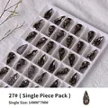 Strass en cristal facettés gris fumé en forme de goutte 27# pour ongles, taille 14x7mm - Style Larmes d'Ange (zqsp0157) / Pièce unique / Noir transparent