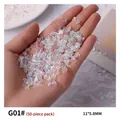 Aurora iridescent bow-knot resin nail art charms, 50pcs pack, size 11x5.8mm - Aurora Iridescent Bow (G01#) / 50 Pieces/Pack (11*5.8mm)