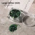 Model 02# Emerald green hexagonal chunky nail glitter sequins in a clear round jar - Korean Sequin (02) / 02 Emerald Green