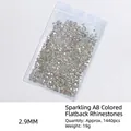Luxurious SS10 size iridescent AB color flatback rhinestones for nail art, 1440 pcs - SS10 Style / 1440 Pieces/Pack / AB Iridescent