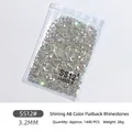 Sparkling SS12 AB iridescent flatback rhinestones for nail art decoration, 1440pcs pack - SS12 Style / 1440 Pieces/Pack / AB Iridescent