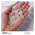 Aurora ice transparent bow knot resin nail art charms, 50pcs, G02 style variant - Aurora Iridescent Bow (G02#) / 50 Pieces/Pack (10*7.8mm)
