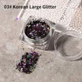 Chunky hexagonal nail art glitter sequins in purple and green mix, color 03 - Korean Sequin (03) / 03 Purple Green Mixed