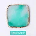 Japanese style resin nail art palette in agate green color with textured gold rim - Square Palette / Agate Green