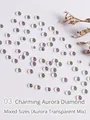 Set of 100 mixed size iridescent aurora mermaid beads for professional nail art decoration - Mermaid Beads (03-Aurora Clear Mix) / 100 Pieces/Pack (Mixed Sizes)